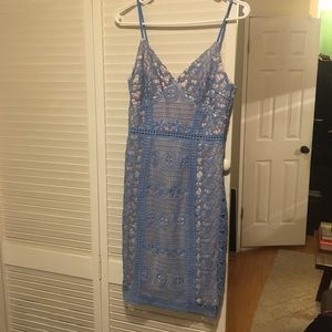 Mustard seed periwinkle lace overlay dress, small